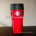 16oz red double wall plastic color changing travel mug